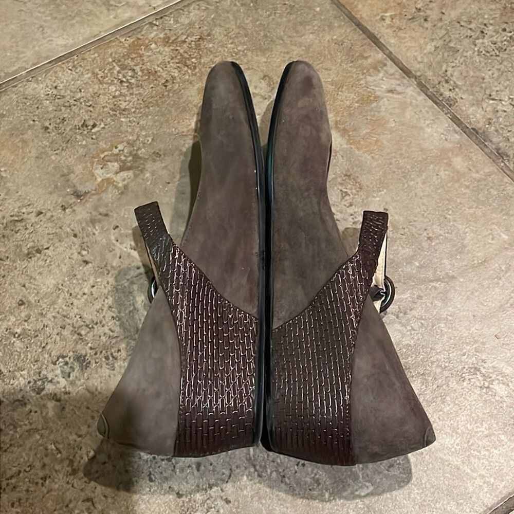 Amalfi by Rangoni Taupe Brown Suede Leather Wedge Mary Jane Shoe Womens 8.5N - Picture 9 of 13